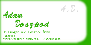 adam doszpod business card